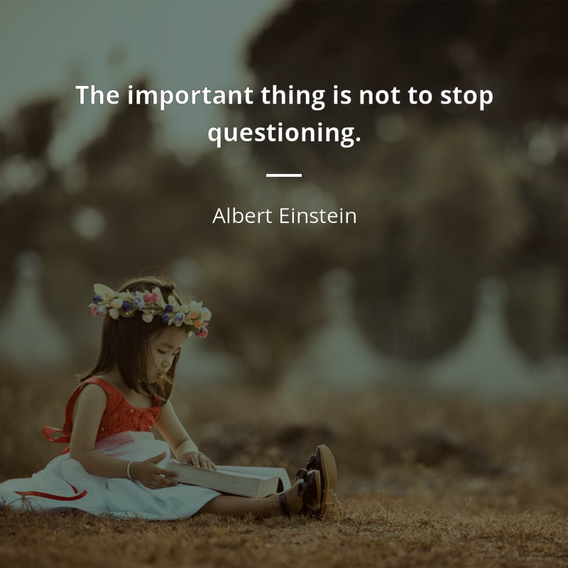 Albert Einstein frase: “The important thing is not to stop questioning.”
