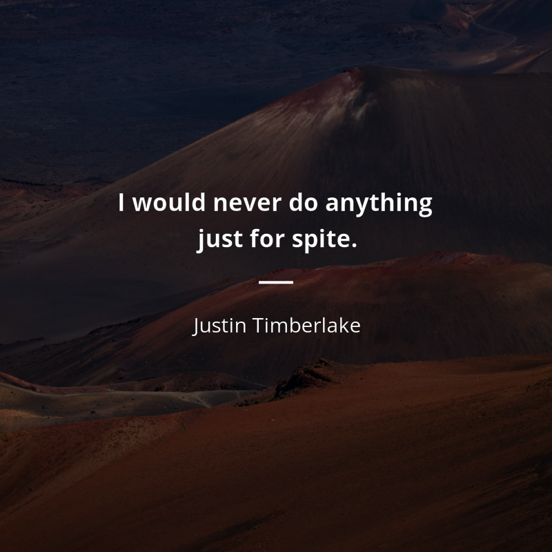 Justin Timberlake frase: “I would never do anything just for spite.”