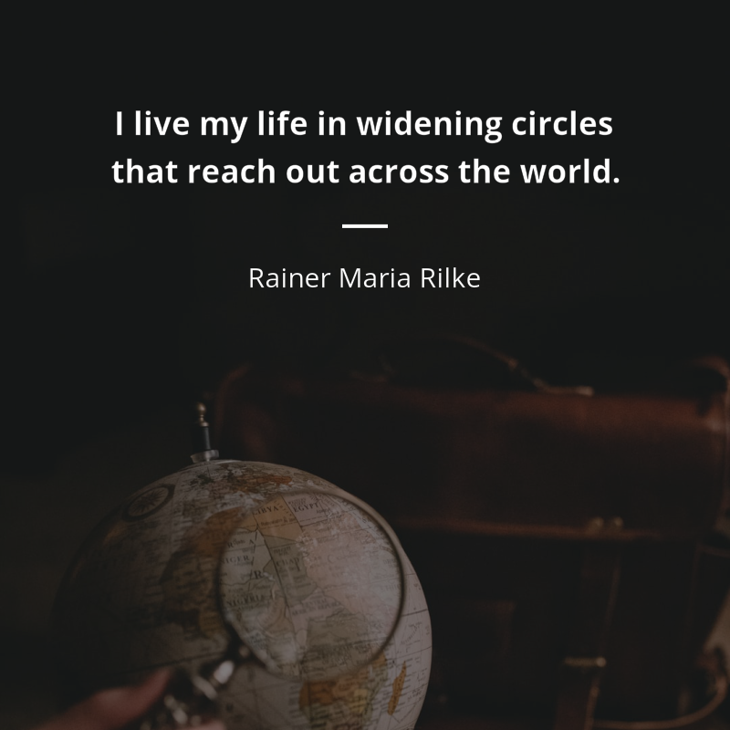 Rainer Maria Rilke frase: “I live my life in widening circles that reach out across the world.”